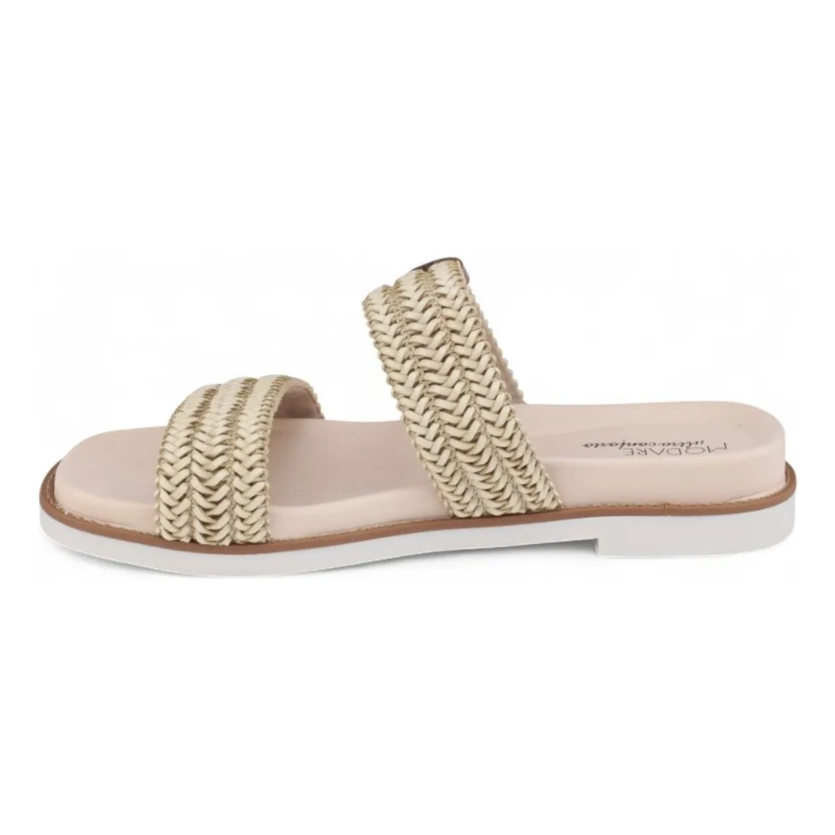 TESTE - MODARE - Sandália Feminina Papete Creme Tiras Ultraconforto - Imagem 2