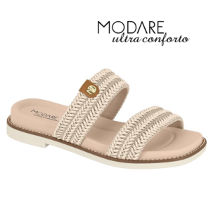 TESTE - MODARE - Sandália Feminina Papete Creme Tiras Ultraconforto